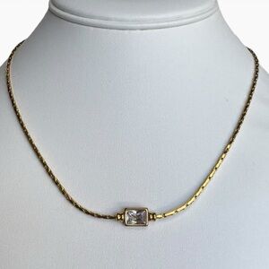 Elegant Gold or Silver Necklace with Square Pendant